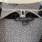 Adrianna Papell Sz L Tank Top Stretch V Neck Blouse Black Button Down Tie Waist Photo 1