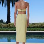 MISHA Alia midi dress halter neck criss cross open back bodycon cutout butter Yellow Size 2 Photo 2