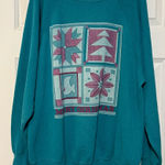 90s Vintage Festive Holiday Christmas Graphic Print Crew Neck Sweatshirt Size XL Photo 0