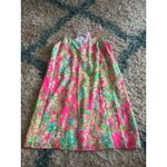Lilly Pulitzer  Dusk Silk Dress Pink Green‎ Floral Spaghetti Strap Mini Photo 1