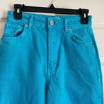 ZARA  size 2 turquoise blue green wide leg high rise raw hem jeans Photo 3