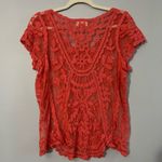 Bobbie Brooks ladies Coral orange lace Top size large Pink Photo 2