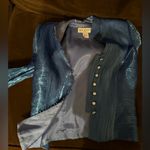 J.R Night By Cailiendo Blue Satin Rhinestone Buttons. Sheer Cuffed Sleeves Sz 8 Photo 9