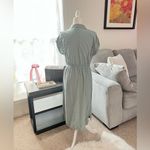 Lucky Brand Green Midi Shirt Dress with Notched Collar Photo 5