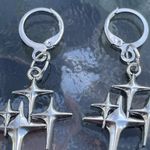Handmade Silver Y2k Star Hoop Earrings , Punk Goth Boho Silver Hoop earrings Photo 4