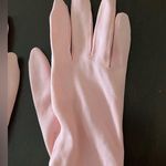 1950s Pink Nylon Knit Shirred Gloves, Size S Photo 3