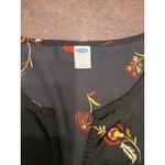 Old Navy Black Floral Babydoll Tunic V-neck Velvet Trim Long Sleeve Large Whimsigoth Boho Photo 7