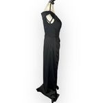 La Femme Column Gown Women's 6 Black Surplice Off the Shoulder Cap Sleeve Maxi Photo 5