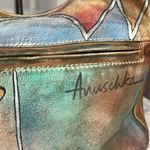 Anuschka  Hand Painted Leather Purse Boho Hippie Handbag Tote India Abstract Art Photo 13