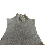 Red Berry Sleeveless Mock Neck tank Top Stretch Metallic Textured Size Small Silver Photo 1