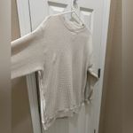 Aerie The Sweat Waffle Crew Neck Sweatshirt size Small oversized beige cream Photo 4