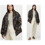 Farm Rio 💕💕 Black Wild Bananas Metallic Reversible Puffer Jacket Large L NWT Photo 7