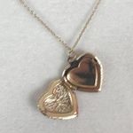 Forever 21 Gold Tone Adjustable Chain Necklace with Pink Floral Heart Pendant Charm Photo 3