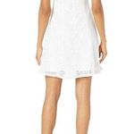 Sandra Darren 10 Lace Ruffle Dress White Textured Sleeveless Stretch Knee Length Photo 1