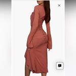 House Of CB  Reine Long Sleeve Silk Blend Cutout Midi Dress Photo 2