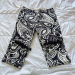 Trina Turk  Womens 6 Blue White Paisley Tassel Hem Pants Flat Front Side Zip Photo 0