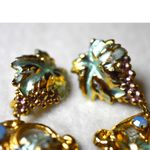 Vintage Banana Bob Multi Color Enamel Blue/Pink/Green Crystals 3.5" Earrings Gold Photo 1