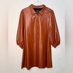 Dolce Cabo Tobacco Brown Vegan Leather Puff Sleeve Mini Dress Size L Size L Photo 9