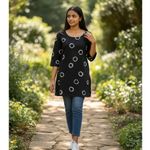 Twine X Prabartana Silk Cotton Blend Tunic Mini Dress Navy Blue, Tie Photo 14