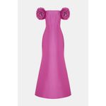 Badgley Mischka Mikado Mermaid Gown Off-Shoulder Pinwheel Flowers pink size 4 Photo 5