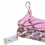Ris-k  Swimwear Pink Floral Bikini Top Size L Photo 3