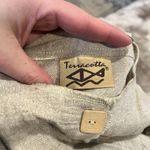 Terracotta Womens Top Large 2 Button Down Geometric Viscose Linen Blend See Pics Size 2X Photo 9