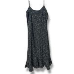 Y2K Vintage L&S Womens sz M Black Floral Polkadot Lace Up VNeck Midi Dress 90s Size M Photo 1