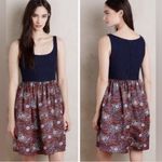 Anthropologie  Weston Navy Blue Lace Top Tank Dress With Floral Bottom Photo 3