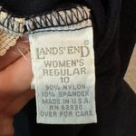 Lands' End Vintage One Piece Black Ribbed Mesh Neckline Swimsuit Size 10 Photo 3