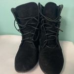 Women's Size 10 Black Suede Chunky Platform Punk Festival Combat Boots Photo 0