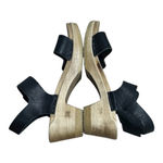 No.6 Black Leather Clog Sandals Wooden Platform Ankle Strap Size 38 US 7.5 Photo 4