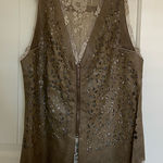 Cristina women’s metallic goldish brown faux leather lace zip front vest medium Photo 0