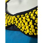 Miss Sixty M60  Striped Sheath Dress Yellow Beaded Peter Pan Collar Size 4 Photo 2