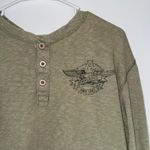 Aeropostale Olive Green Long Sleeve Henley Shirt Medium Skater Grunge Y2K Photo 1