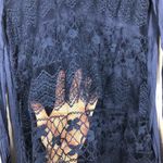 Free People  Easy Breezy Jersey Lace Back Tee Smal Navy Blue Long Sleeve Photo 10