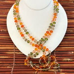 Joan Rivers Vibrant Orange and Green Crystal Bead Necklace 60”-63” Photo 0