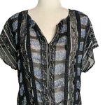Lucky Brand  Sheer High Low Dress M Black Floral Short Sleeve V Neck Crochet Lace Photo 1