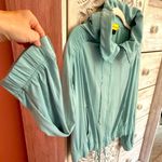 St. John blue buttery soft modern chic zip track suit jacket rhinestone detail L Photo 6