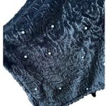 Jet Black Faux Fur Poncho Scarf White Pearls One Size Elegant Cozy Warm Photo 3