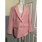 H&M  Pink Textured Tweed Blazer Jacket Gold Buttons Oversized Women Medium Photo 1