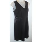 Elie Tahari Black Sheath Dress Size 14 Lace Sides Snakeskin Back Photo 2