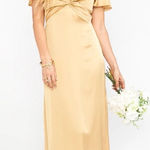 Show Me Your Mumu Rome Twist Gown True Gold Luxe Satin Maxi Dress NWT Size XS Photo 0