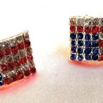 American flag rhinestone post earrings Blue Photo 0