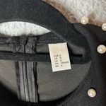 None Dress Womens S Black Pearl Beaded Tie Neck Mesh Bishop Sleeve Wedding Formal Photo 2