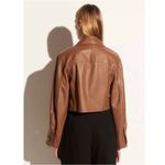 Vince 100% lambskin cropped leather long sleeve jacket Photo 3