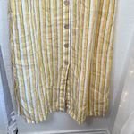 Rachel Zoe Yellow Striped 100% Linen Midi Shirt Dress Size 8 Photo 4