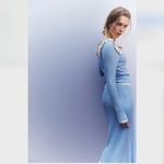 H&M Women's Light Blue Ruffle-trimmed Rib-knit Top Set S Photo 5