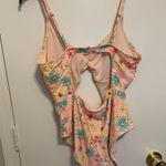 Celebrity Pink Ruched V-Neck One Piece Swimsuit Size XL Photo 2