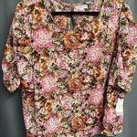 Ophelia Roe . Blouse Top Women 2X Multicolor Floral Long Ruched Sleeve Preppy B67 Photo 0