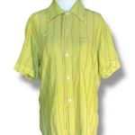 Vintage Brigade Striped Button Up Shirt Neon Green Orange Yellow Unisex Disco Size M Photo 6